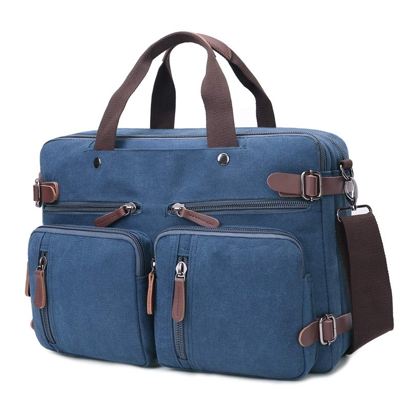 CROCOD 3 in 1 Convertible Laptop Backpack, 17.3 inch Messenger Bag for Men, Multi-Functional Travel Laptop Bag for College Men Women (17.3 Inch, Blue) - Image 1